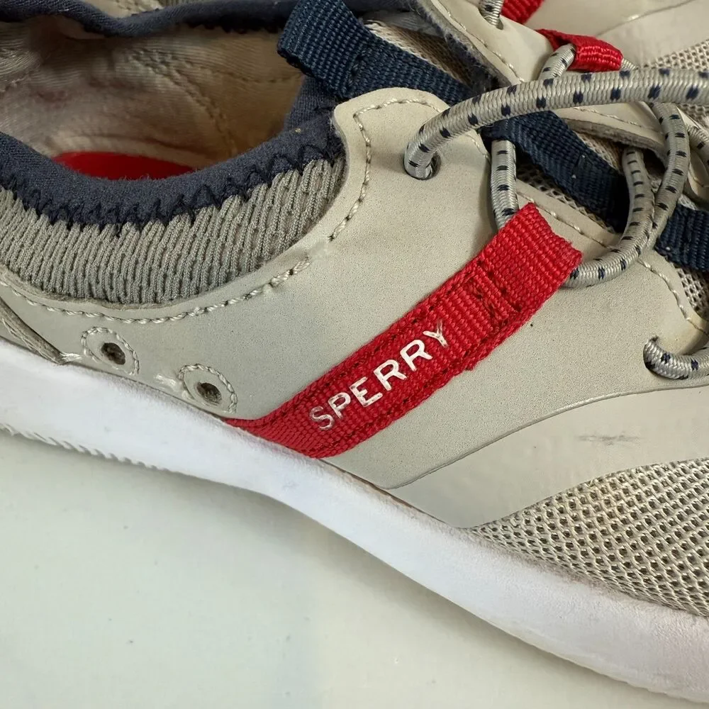 Sperry Coastal Break Sneaker Shoes Gray Red White Boys Size 13 M